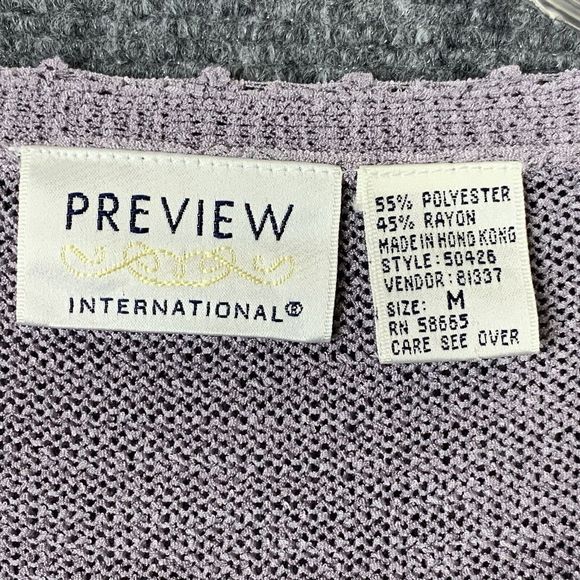 Vintage Cardigan Sweater By Preview International Lavender Women Medium - Picture 5 of 10